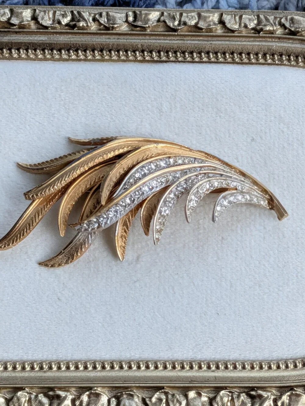 Vintage CAPRI Signed Rhinestone Feather Brooch – 3